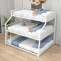Viv + Rae Hust Metal Triple Bunk Bed With Ladder And Full-Length Guardrails