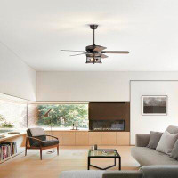 17 Stories 20'' Issela 5 - Blade Caged Ceiling Fan with Remote Control and Light Kit Included