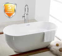 60x29 Seamless FreeStanding Bathtub with Centre Drain - Acrylic Pure White