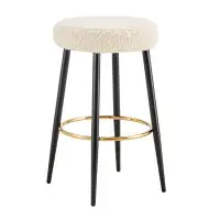 Mercer41 Modern Counter Height Bar Stools: Set of 2, Upholstered PU Kitchen Stools with Footrest