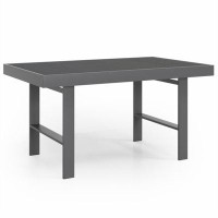 Latitude Run® Aluminum Grey Tall High Patio Dining Table Outdoor Coffee Sofa Tables Rectangle 26.5" H x 51.5" W x 31.5"