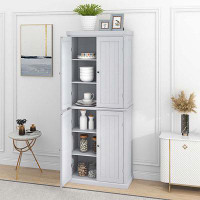 Red Barrel Studio Freestanding Tall Kitchen Pantry,Storage Cabinet Organizer With 4 Doors And Adjustable Shelves