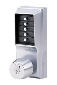 Kaba Simplex 1000 Series Combination Entry Cylindrical Mechanical Pushbutton Lock with Knob, Key Override