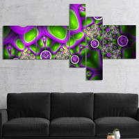 East Urban Home 'Green Purple Exotic Pattern' Graphic Art Print Multi-Piece Image on Canvas