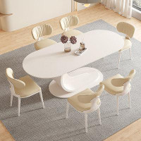 Great Deals Trading 6 - Person Sintered Stone Tabletop Dining Table Set