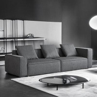 PULOSK 110.24" Dark Gray Cotton and Linen Modular Sofa cushion couch