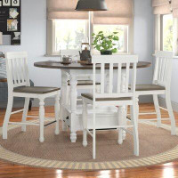 Winston Porter Cashden 4 - Person Counter Height Drop Leaf Solid Wood Dining Set