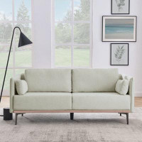 Wrought Studio Modern Sofa 3-Seat Couch With Stainless Steel Trim And Metal Legs For Living Room