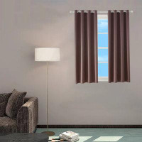 Frifoho Flame Retardant Blackout Curtains - Darkening Window Treatment Grommet Curtain, Brown, 42W By 95L Inch, 2 Panels