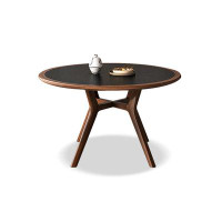 Hokku Designs 47.24" Black Round Solid wood Dining Table