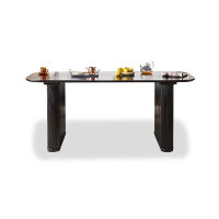POT HALL 62.99"Black Rectangular Solid Wood Dining Table