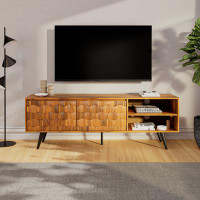 Corrigan Studio Georgina Solid Wood TV Stand Fully Assembled, Media Console for 65’’ TVs
