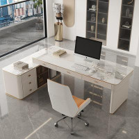 Recon Furniture 70.87"White Slate Tabletop Solid Wood Desk