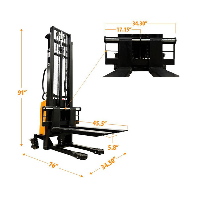 HOC EMS1035 SEMI ELECTRIC THIN LEG STACKER 1000 KG (2204 LBS) 138 CAPACITY + 3 YEAR WARRANTY + FREE SHIPPING in Power Tools - Image 2