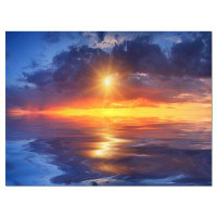 Design Art Cloudy Sunset Reflection in Lake - Wrapped Canvas Graphic Art Print