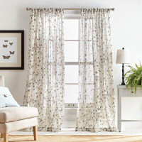 Martha Stewart Annabelle Floral Sheer Rod Pocket Single Curtain Panel