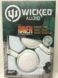 WICKED AUDIO RAVEN HEADPHONES, WI-6003-CA WHITE/ TEAL - BRAND NEW $14.99