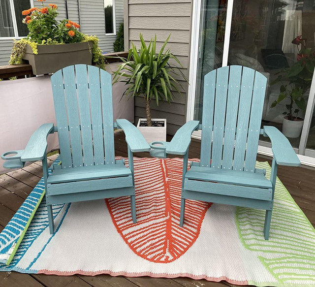 Outdoor Folding Teal Adirondack Patio Garden Backyard Lounge Chair in Patio & Garden Furniture