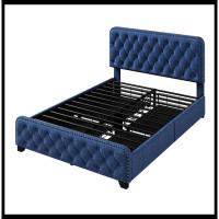 House of Hampton Upholstered Platform Bed Frame With Four Drawers