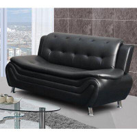 Orren Ellis Orren Ellis Grandeur Luxury Pillow Top Tufted Premium Faux Leather Sofa