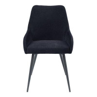 Orren Ellis Amarrion Linen Side Chair in Black