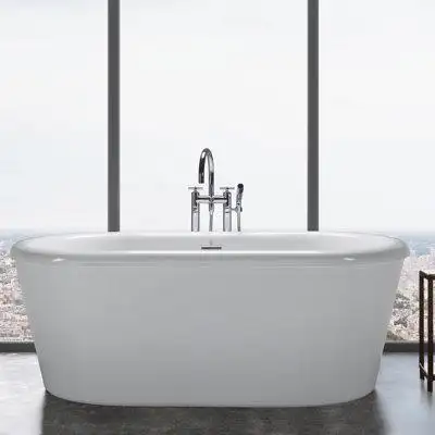 Adorn your bathroom with the Noella Freestanding Soaker Tub by MTI Baths. The charming aesthetic of...
