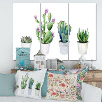 East Urban Home Cactus Succulent Aloe Vera Home Plants In The Pots - Wrapped Canvas Painting