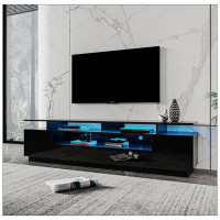 Wrought Studio Modern TV Stand, 20 Colors LED TV Stand W/Remote Control Lights_19.69" H x 76.77" W x 17.32" D