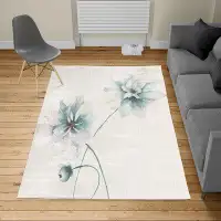 East Urban Home Ambesonne Watercolor Flower Turkish Area Rug, Flora Drawing Soft Spring Colours Retro Style Floral Art,