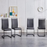 Latitude Run® Dining Chair, PU High Back Upholstered Side Chair with C-shaped  Metal Legs