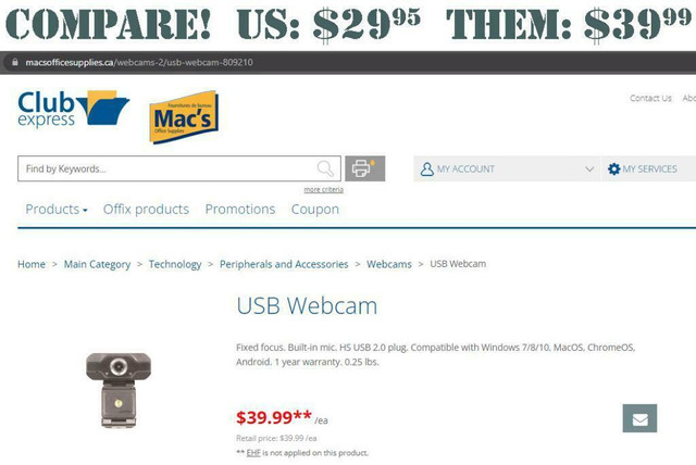 1080P USB 2.0 WEBCAM FOR ZOOM CALLS -- Competitor price $39.99 -- Our price only $29.95 in Mice, Keyboards & Webcams - Image 3