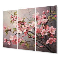 Design Art Apple Blossom Monochromatic Elegance XV On Metal 3 Pieces Print