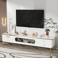 Mercer41 Modern TV Stand With Metal Handles And Metal Legs