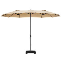 Arlmont & Co. Très grand parasol 14,5 pi avec double face et manivelle pour marché extérieur avec manivelle, base de par
