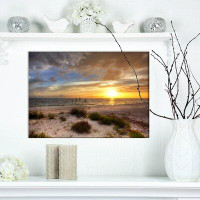 Made in Canada - East Urban Home Sandy Beach with Sunset - Wrapped Canvas Photograph Print