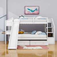 Harriet Bee Janaih Kids Twin Over Twin Bunk Bed with Drawers