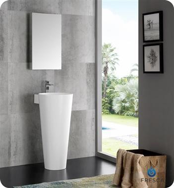 16 Inch White Pedestal Sink with Medicine Cabinet, Sophisticated Glossy White has a stylish acrylic finish   FB dans Plomberie, éviers, toilettes et bains  à Ville de Toronto - Image 2
