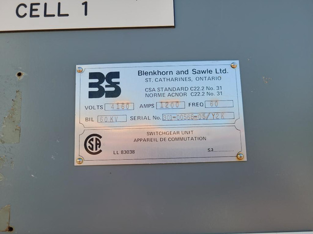 B&amp;S Switchgaer Unit - 4160V, 1200 AMP Main Breaker Cabinet C/W control cabinet in Other Business & Industrial - Image 4