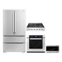Cosmo 4 Piece Kitchen Package with 36" Slide-in Gas Cooktop 30" Single Electric Wall Oven 24.4" Built-in Microwave & Fre