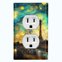 WorldAcc Metal Light Switch Plate Outlet Cover (Night Star Big City Lights  - Single Toggle)