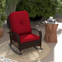 Rattan Rocking Chair 29.5" x 38.6" x 35.8" Red