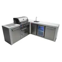 Mont Alpi Mont Alpi 4-Burner 90 Degree Deluxe Stainless Steel Outdoor Barbecue Island Grill + Beverage Centre