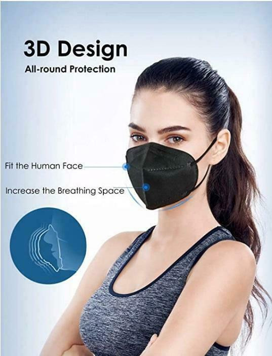 KN95 FACE MASKS - PAIR - BLACK - CLEARANCE - Multi Layer Protection - As recommended for Smoke Protection in Health & Special Needs - Image 2