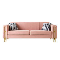 Mercer41 Modern Velvet Sofa 85.04 Inch For Living Room Blush