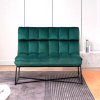 Mercer41 Ahlanie Mercer41 Loveseat Sofa Couch, Mid-Century Velvet Armless Settee, 2-Seater Upholstered Bench For Living