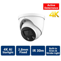 Promotion! 4K AI ACTIVE DETERRENCE STARLIGHT TRUE WDR IR IP TURRET, 2.8MM FIXED,FDIP9138H-A-PV-28-AI