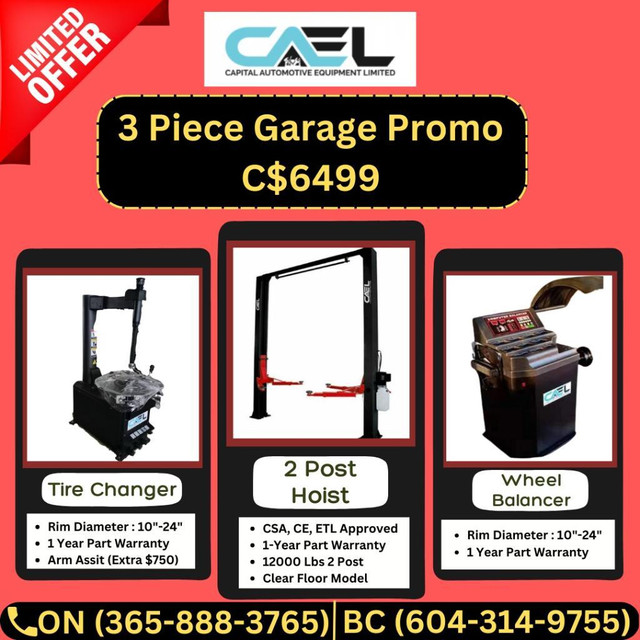 Brand New Tire Machine + Wheel Balancer + Car lift / car hoist  12k lbs Clear Floor  certified 3 piece promo in Other Parts & Accessories