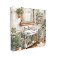 Winston Porter Bathroom View with Plants Canvas Wall Art by Kim Allen