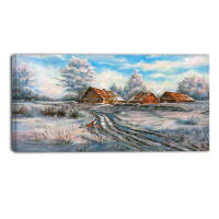 Design Art Snow Village Landscape Painting Print on Wrapped Canvas