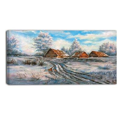 Design Art Snow Village Landscape Painting Print on Wrapped Canvas in Arts & Collectibles